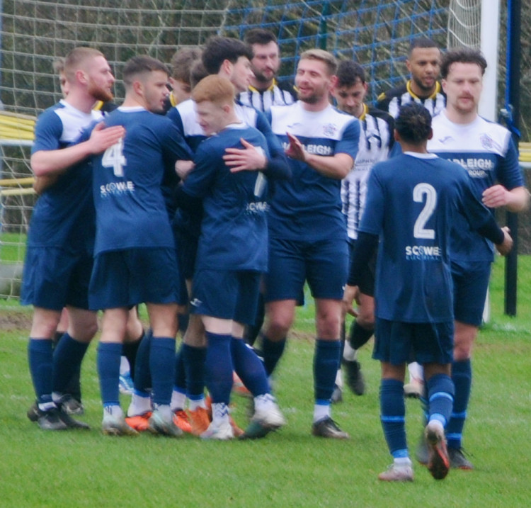 Team joy as Tom Warren opens scoring (Picture: Nub News)