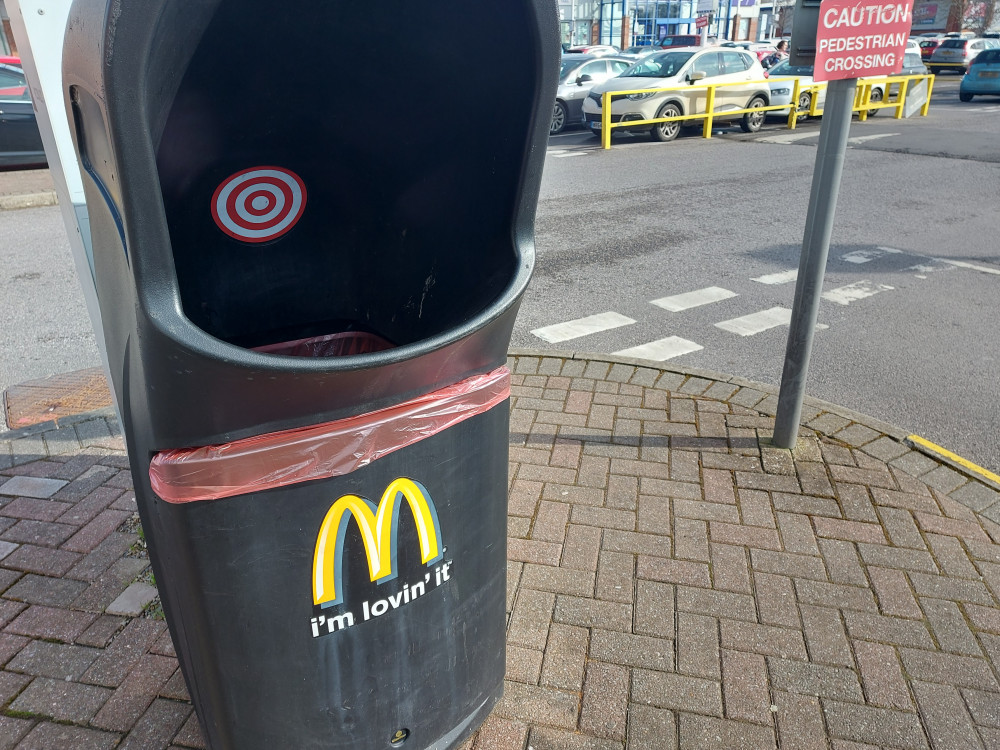 McDonalds bin in Trowbridge, image Frome Nub News 