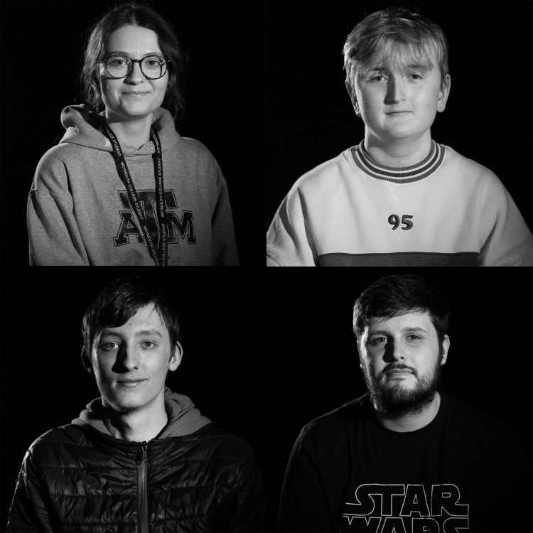 Creative Media Production Foundation Degree students Molly Mansell (director), Connor Jenkin (producer/cameraman), Oli Kelly (set design), Billy Prout (audio)