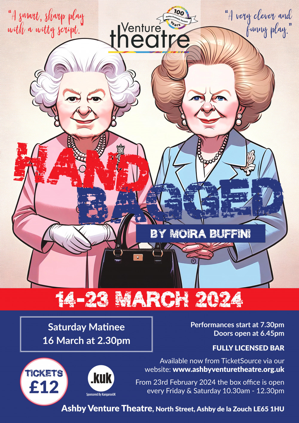Handbagged, a play by Moira Buffini at the Venture Theatre, Ashby-de-la-Zouch