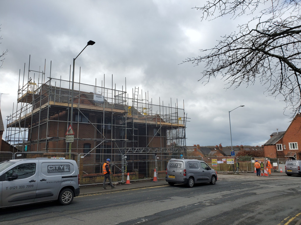 One of the buildings at Priory Mews remains standing (image by Geoff Ousbey)