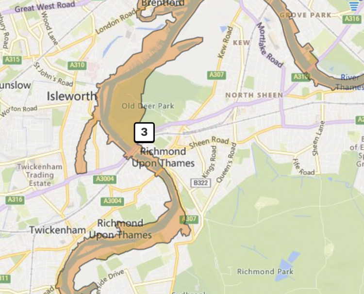 Flood alert issued for Twickenham today. (Photo Credit: Environment Agency). 