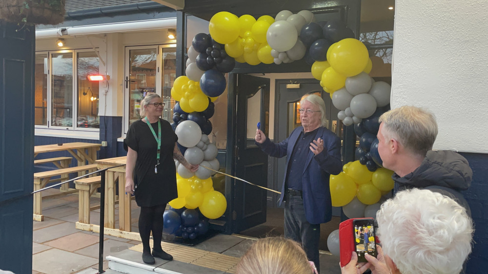 Local blues legend Norman Beaker cut the ribbon at the newly-opened pub in a ceremony yesterday (22 February) (Image - Alasdair Perry)