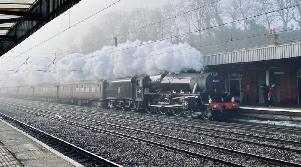 The Black 5 No 44871 passing through Hitchin on Saturday, February 24 at 8.31. CREDIT: Simon Maddison