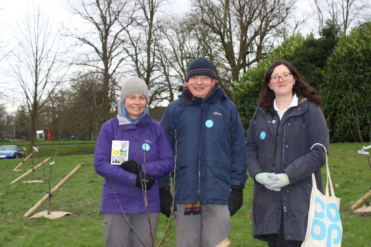 Diana Moss and Tony Moss of Macc Wild Network, pictured with Co-op Macclesfield Member Pioneer Louise Little. (Image - Macclesfield Nub News)