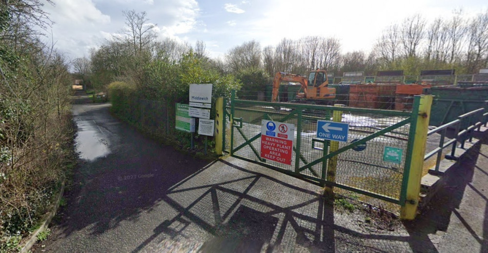 Middlewich House Waste Recycling Centre will be mothballed from April. (Photo: Google) (