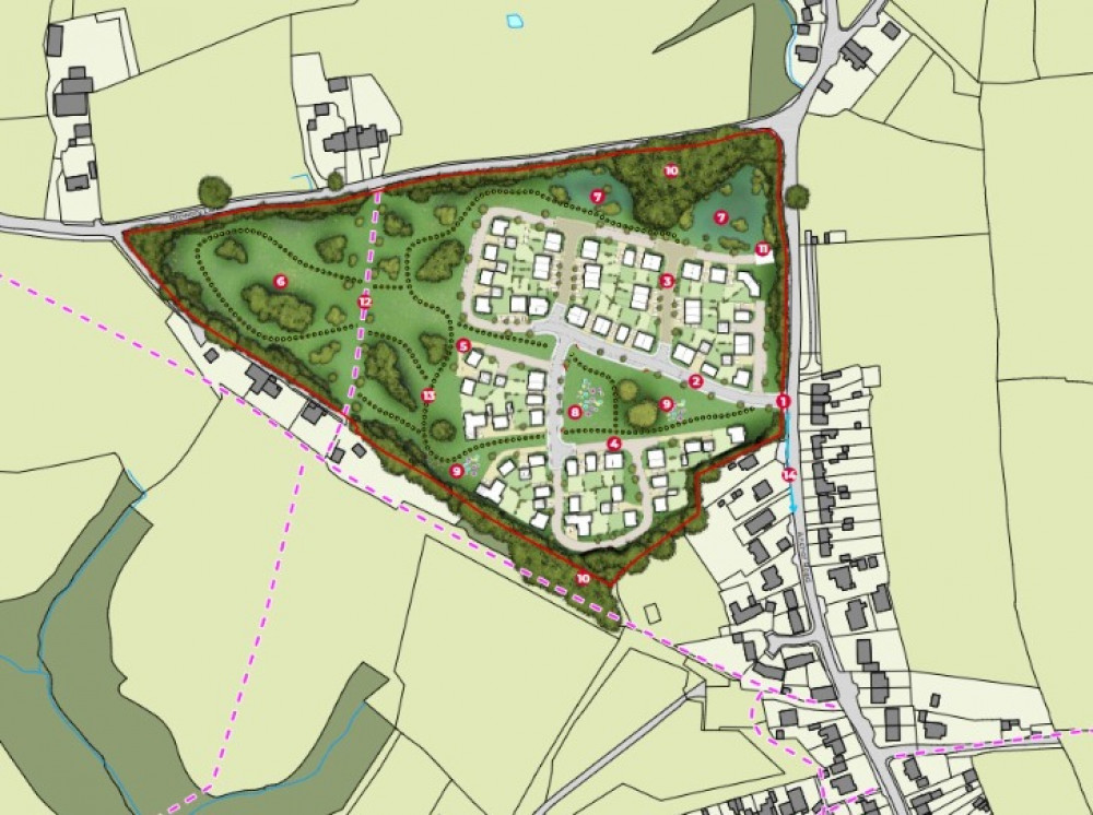 Plans for 75 homes on Anchor Road in Coleford. CREDIT: Edge Urban Design