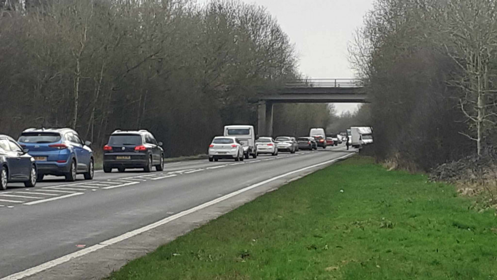 Queues of traffic formed in both directions after a van broke down. (Photo: Nub News)