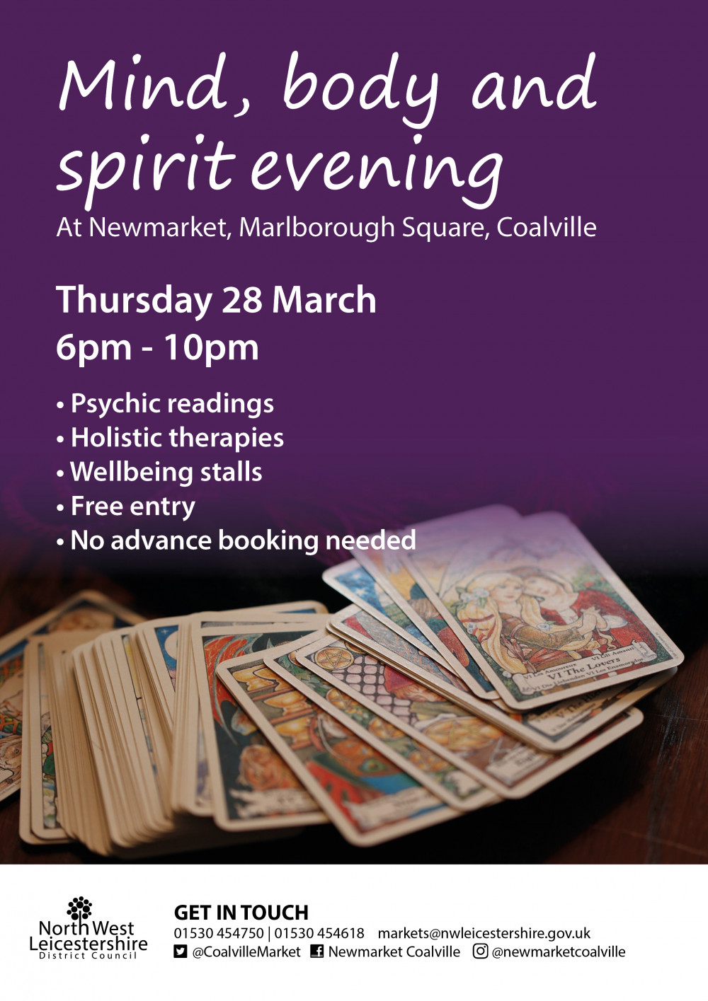 Mind, Body and Spirit Evening at Newmarket, Marlborough Square, Coalville