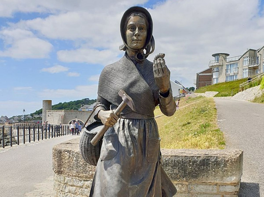 The statue of Mary Anning in her home town, Lyme Regis. 