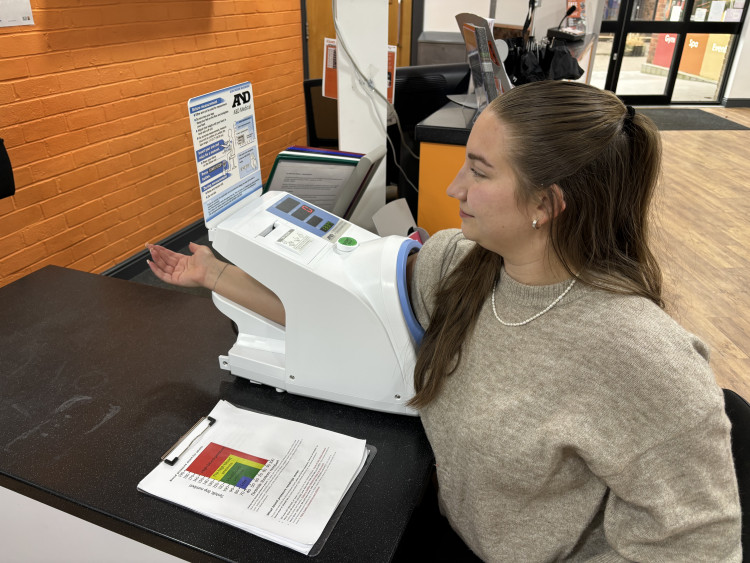 Everybody Health & Leisure Member benefitting from the self-testing blood pressure machine. Image credit: Everybody Leisure.