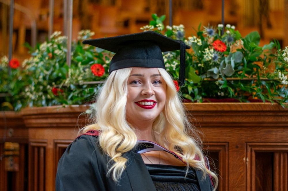 Alice, who hails from Radstock, on her graduation day, image Bristol University