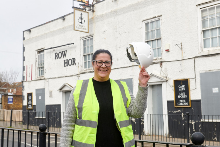 Caroline Hunt outside the Crown and Anchor.