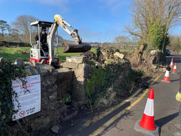 Work starting on the wall