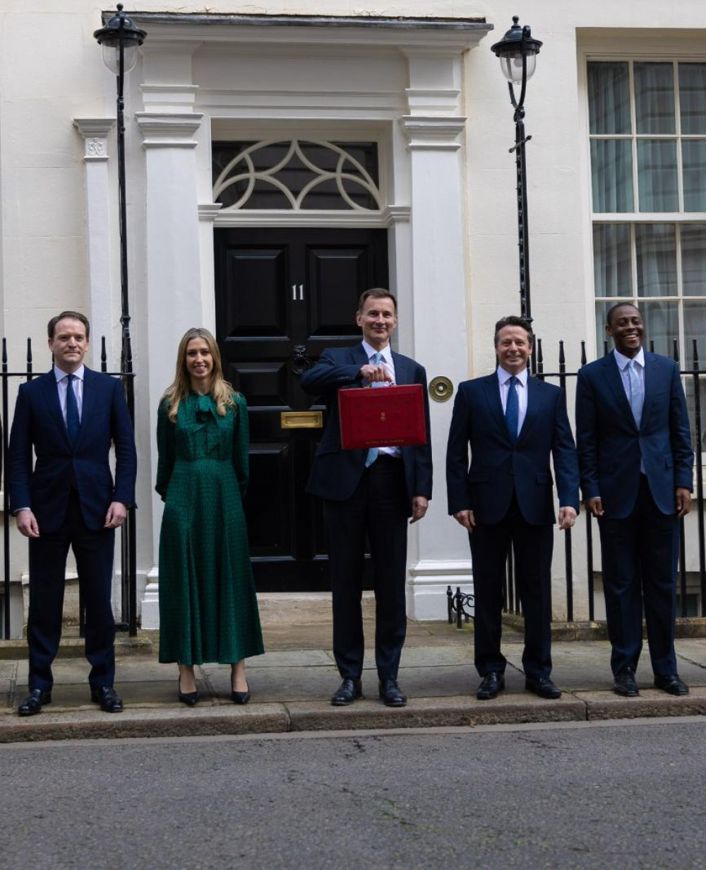 Read on for what the Hitchin MP had to say about Jeremy Hunt's budget. PICTURE: From the left, Nigel Huddleston MP, Laura Trott MP, Chancellor Jeremy Hunt, Bim Afolami MP 