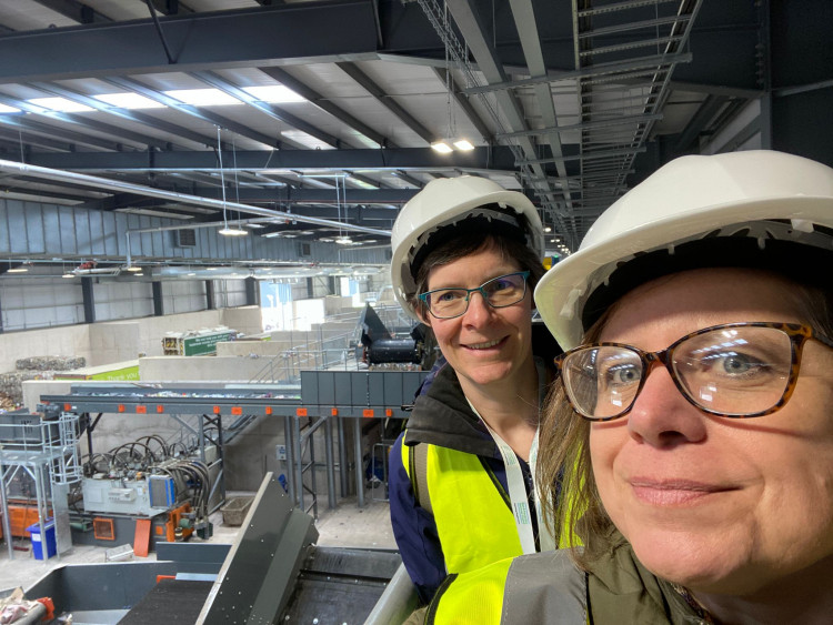 Councillors Joanna Wright and Saskia Heijltjes at the recycling site, image Green Group