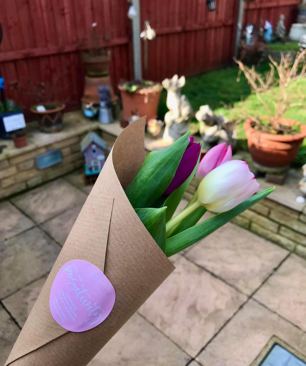 Bloomin' Lovely: Love Letchworth spread joy with random acts of kindness. PICTURE: A free bunch of flowers that brighten up a punters' day handed out by the brilliant Love Lethcworth team. CREDIT: Love Letchworth 