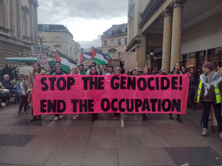 Protestors in Bath on November 18 calling for a ceasefire in Gaza. Image Jane Samson