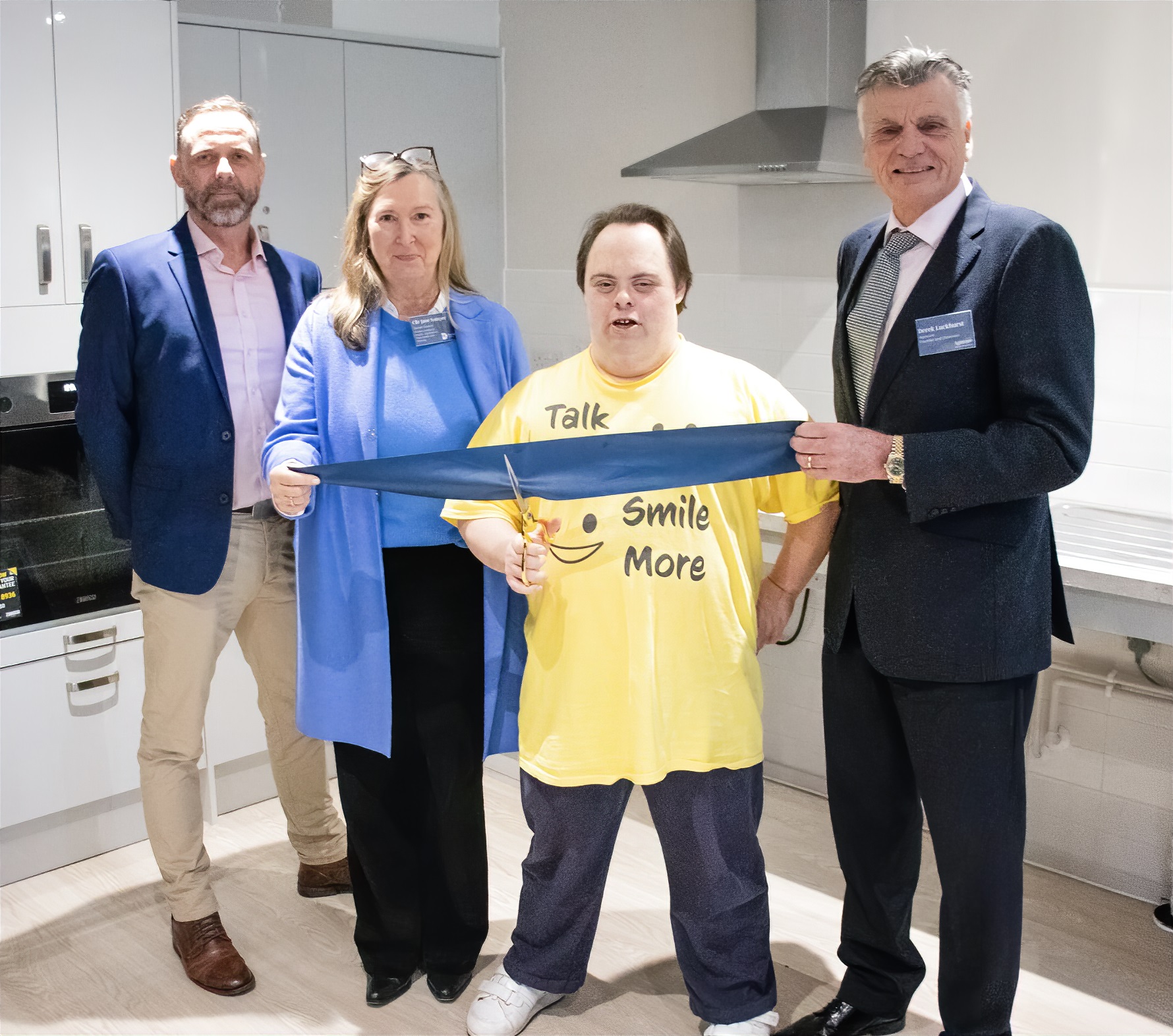 From left: Inclusion Operations Manager - South West, Matt Tucker; Cllr Jane Somper; Elizabeth Court tenant John; Agincare Founder and Chairman Derek Luckhurst