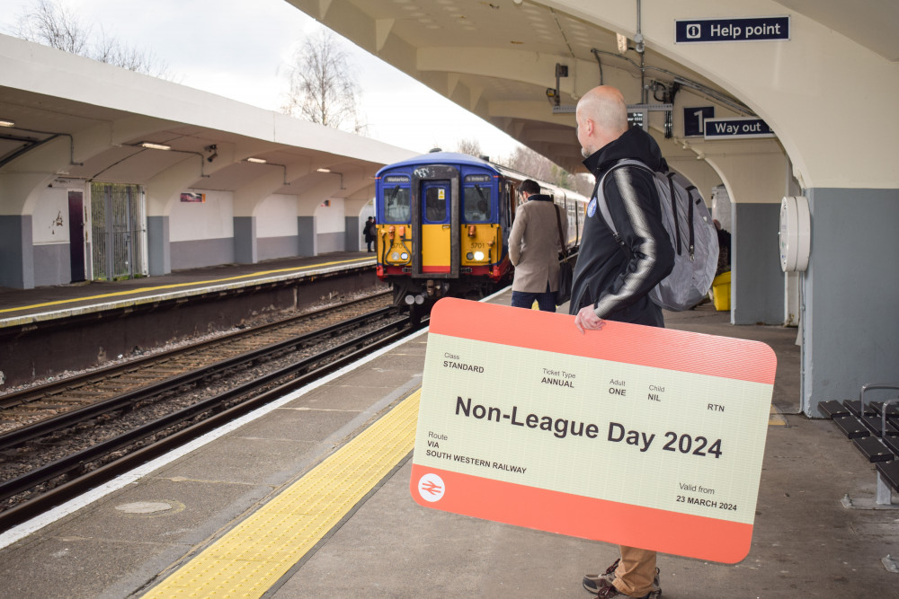 James Doe at Tolworth station, image SWR