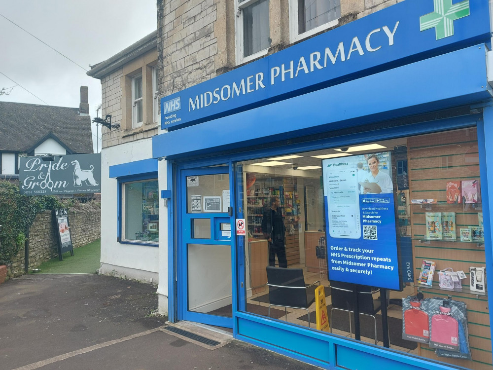 In case you missed it too, this pharmacy on Midsomer Norton High Street closes for lunch, image Midsomer Norton Nub News 