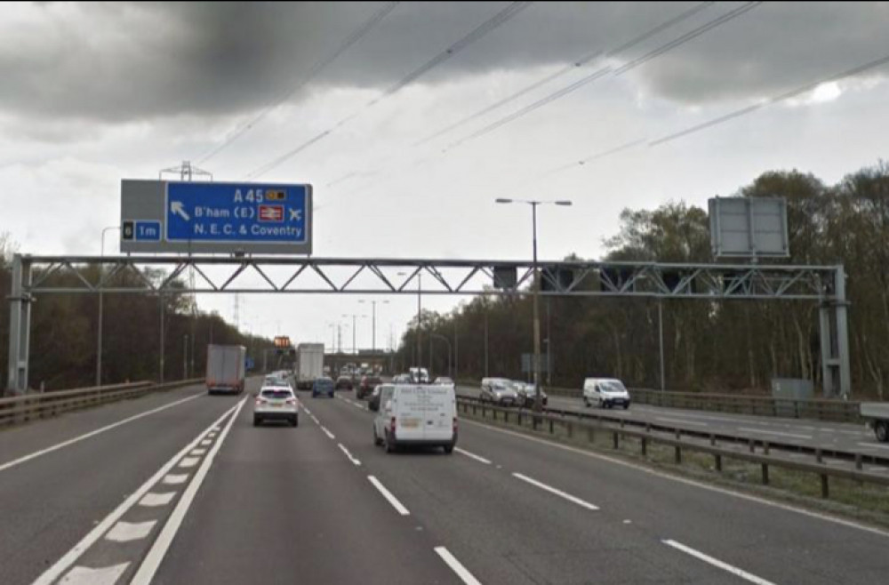 Traffic has been stopped on the M42 around Birmingham Airport (image via Google Maps)