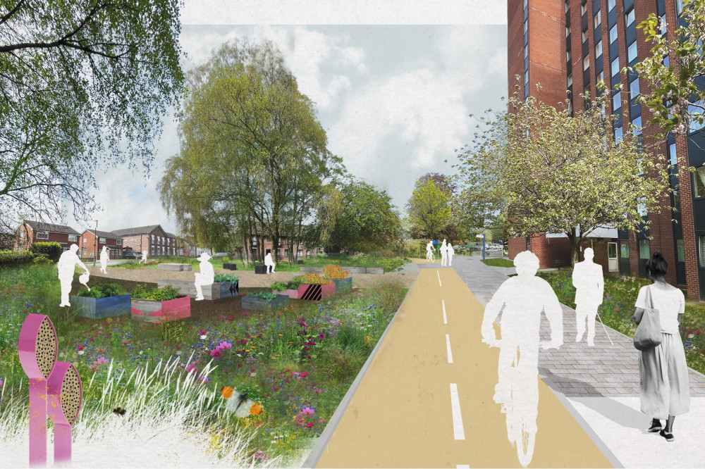 An artist's impression of the newly approved Mill Street Corridor, linking Crewe town centre with Crewe Railway Station (Cheshire East Council).