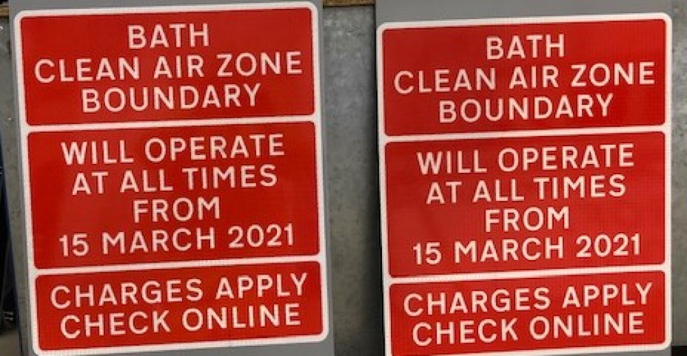 Bath Clean Air Zone boundary notice, image Midsomer Norton Nub News