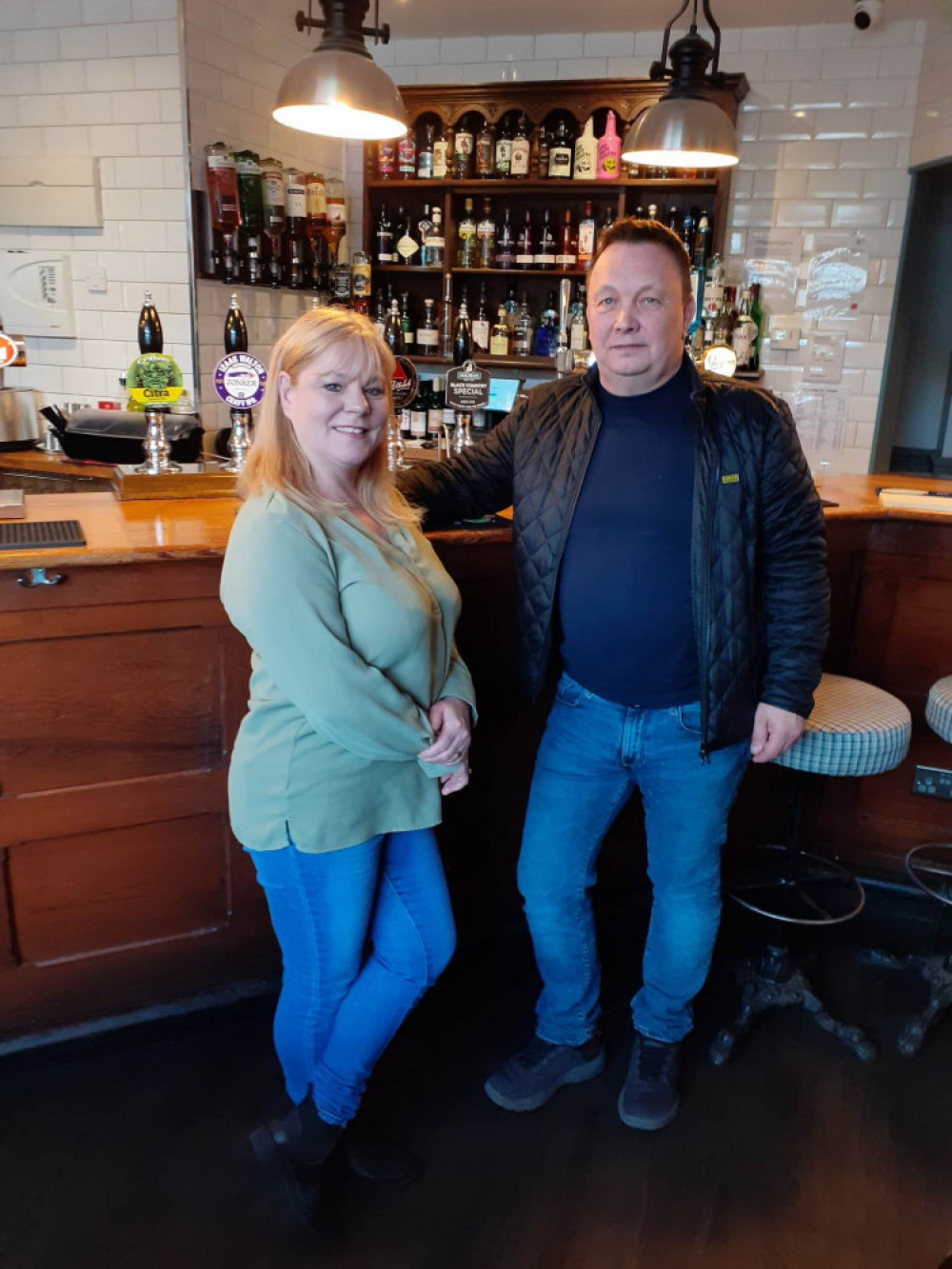 Congratulations! Sarah and Carl Smith from The Lodge Inn have won CAMRA’S South Cheshire Pub Of The Year for the second year running. (Photo: Nub News) 