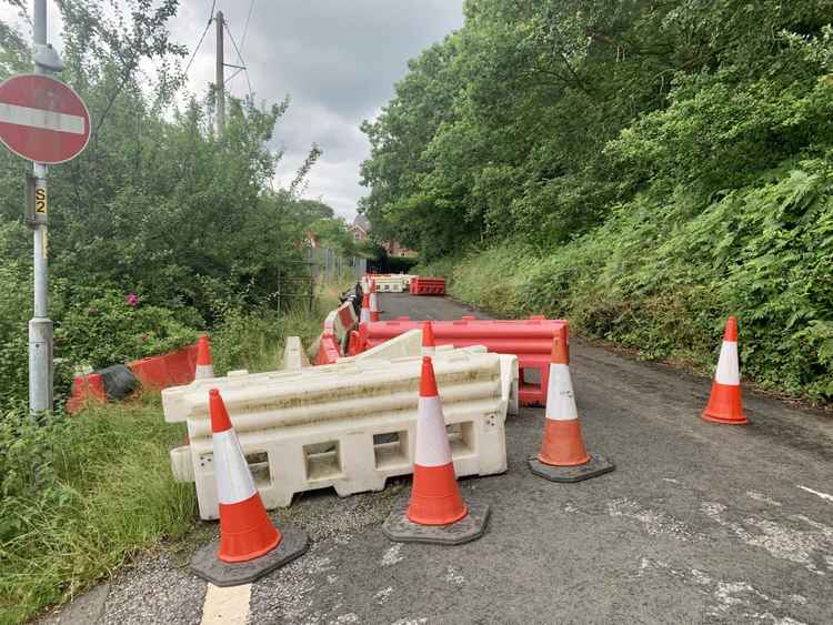 The OId Chester Road closure by Rake Lane