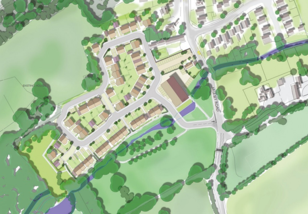 Ickleford Mill - The plan for up to 71 new homes at Ickleford Mill, near Hitchin. CREDIT: Spawforths