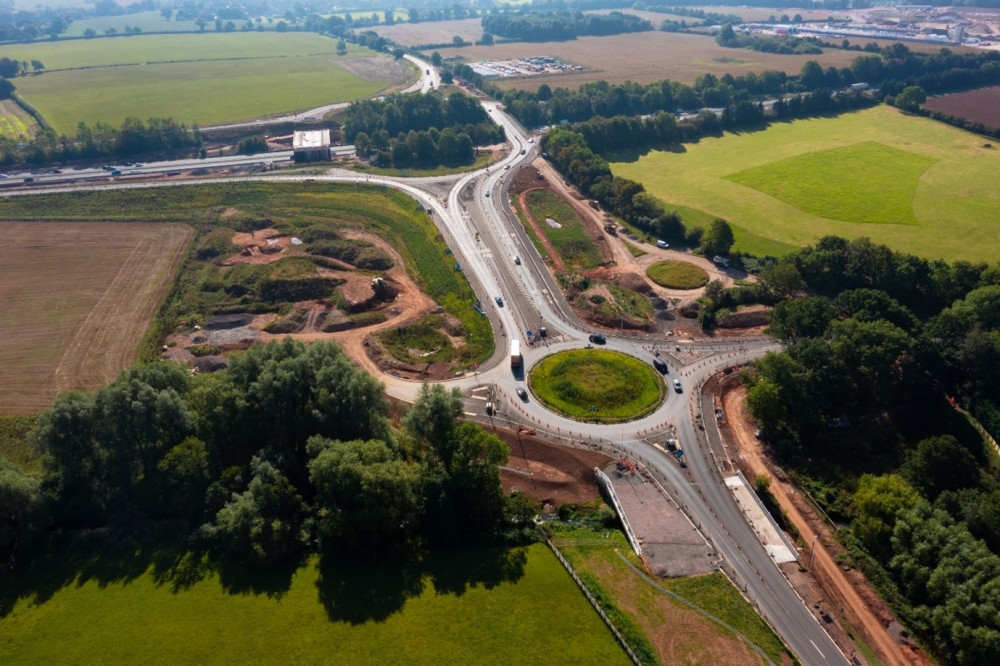 The new Stoneleigh junction was due to be completed in summer 2022 (image via WCC)