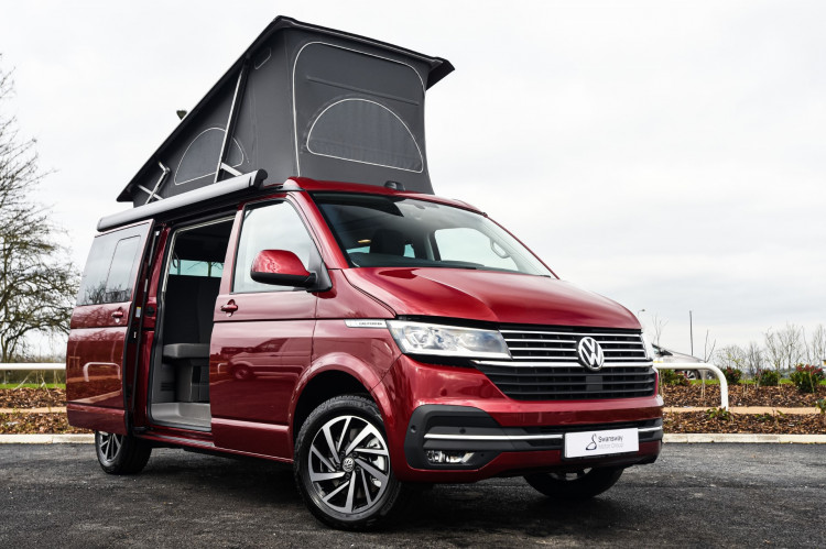 Versatile campervans like the Volkswagen California are great for going on holiday at the drop of a hat! (image via Swansway)