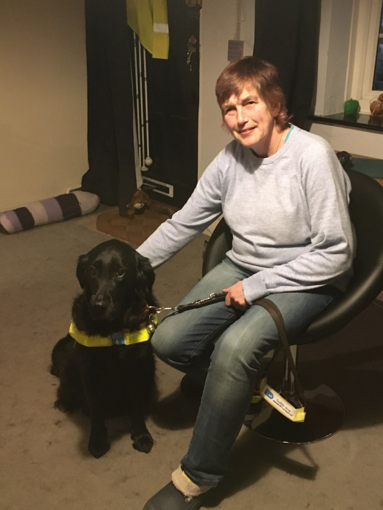 Jackie Venus with her guide dog Skye