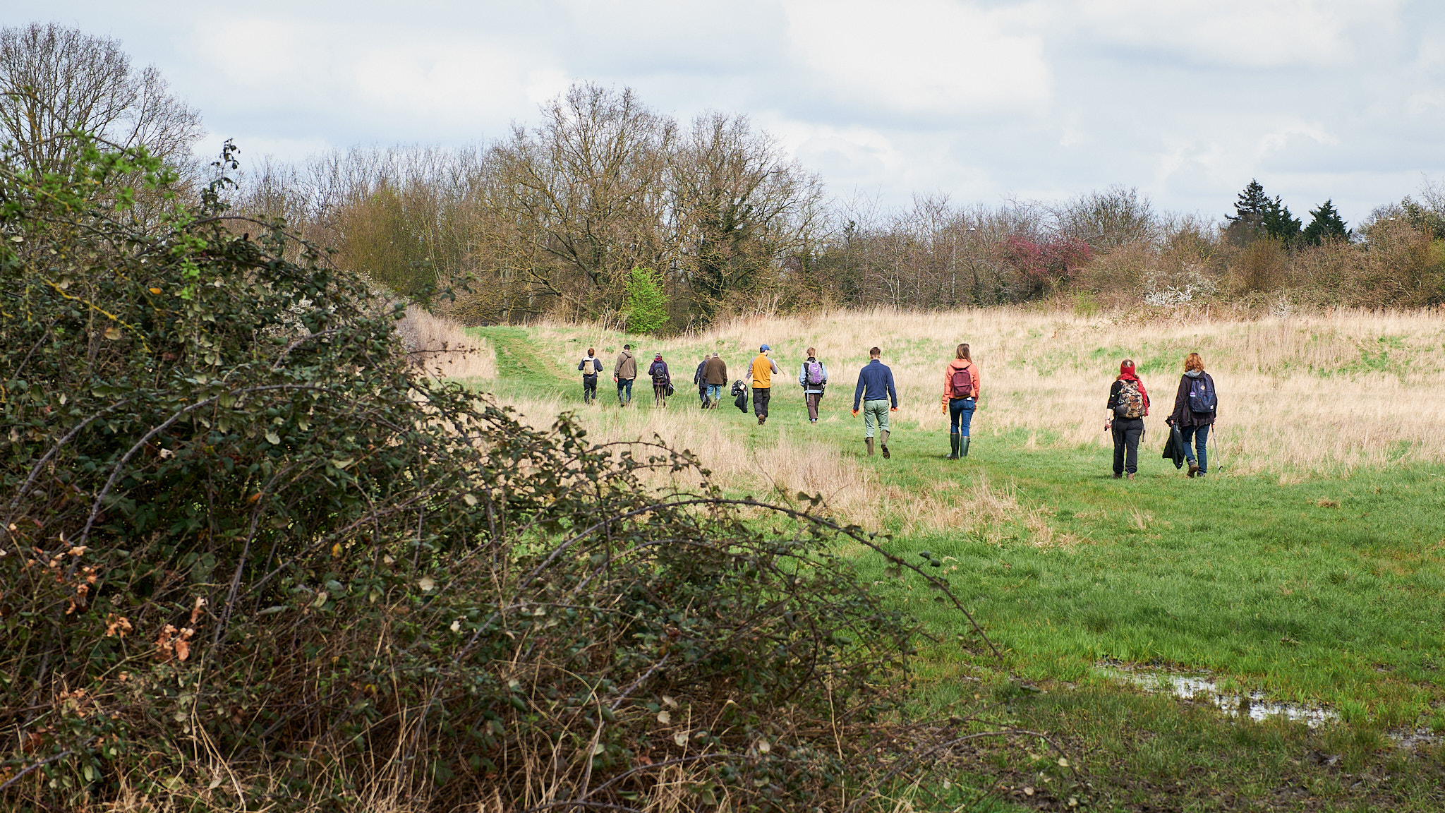 The group heads to lunch after patrolling both the reserve and its smaller neighbour, Moated Manor (Photo: Oliver Monk)