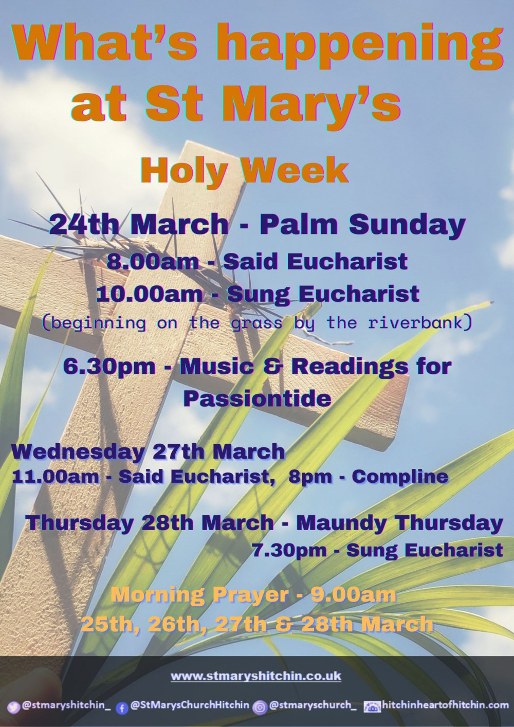 St Mary's Services and opening times for Holy Week