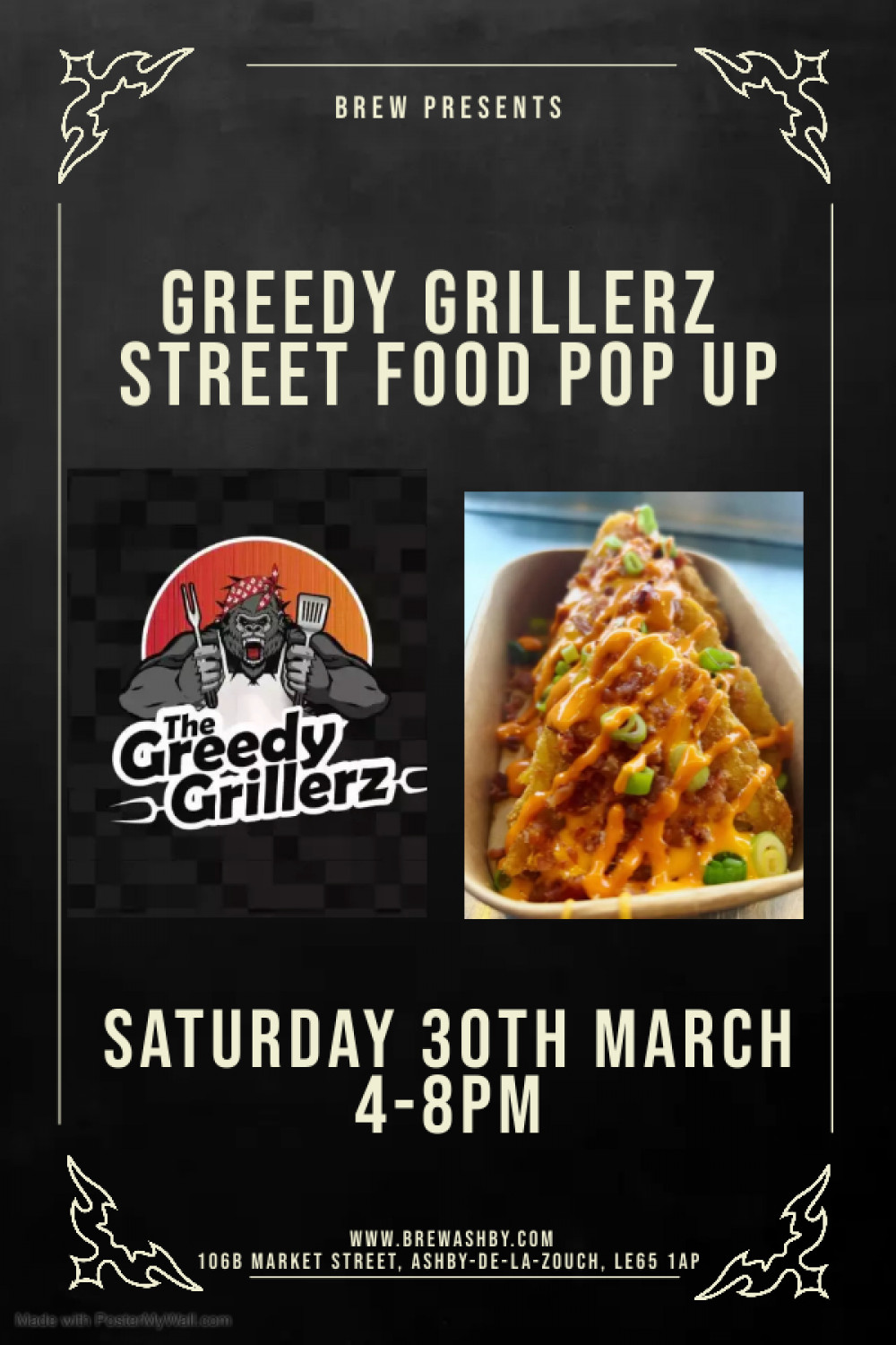 Greedy Grillerz Street Food Pop Up at Brew, 106B Market Street, Ashby-de-la-Zouch