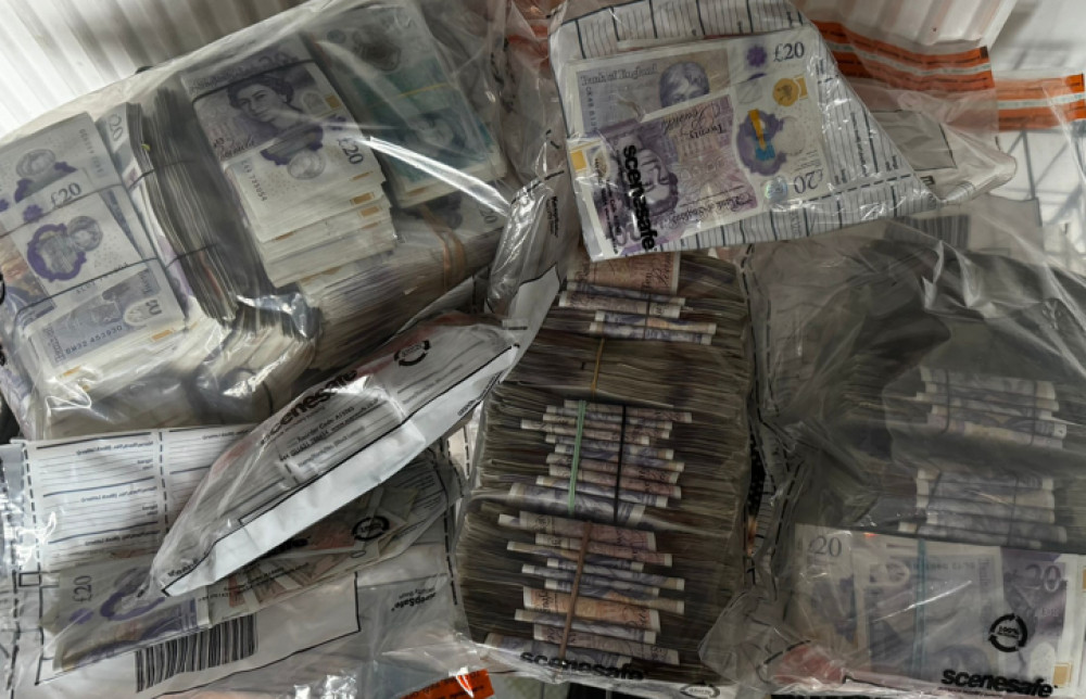 Police seized around £200,000 in cash, weapons and suspected stolen bikes from a property in Meir yesterday (Staffordshire Police).