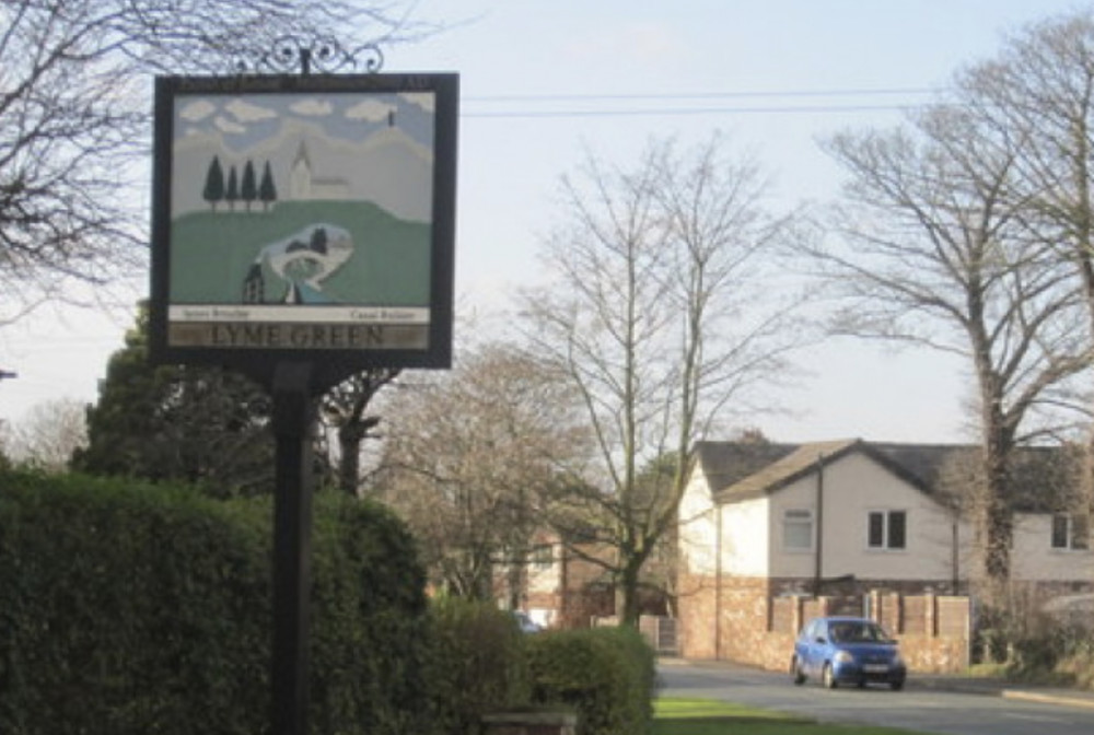 A sign for Lyme Green near Macclesfield. (Image - CC 2.0 Copyright Peter Turner Cropped bit.ly/3BIcLsm)