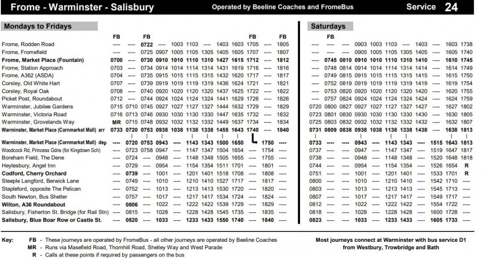 This is the timetable for the bus, image bus service