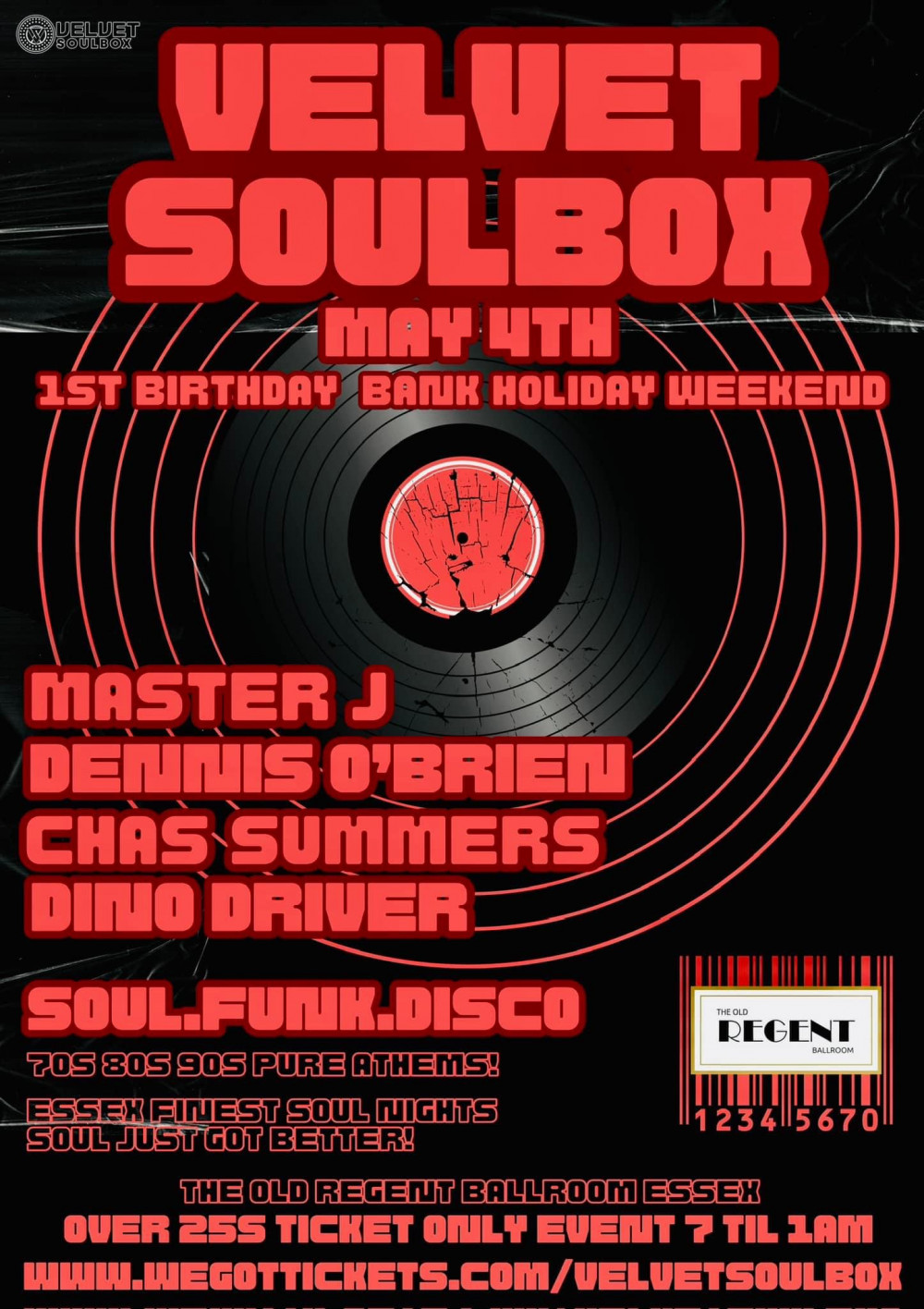 Velvet Soulbox 1st Birthday Bank holiday 