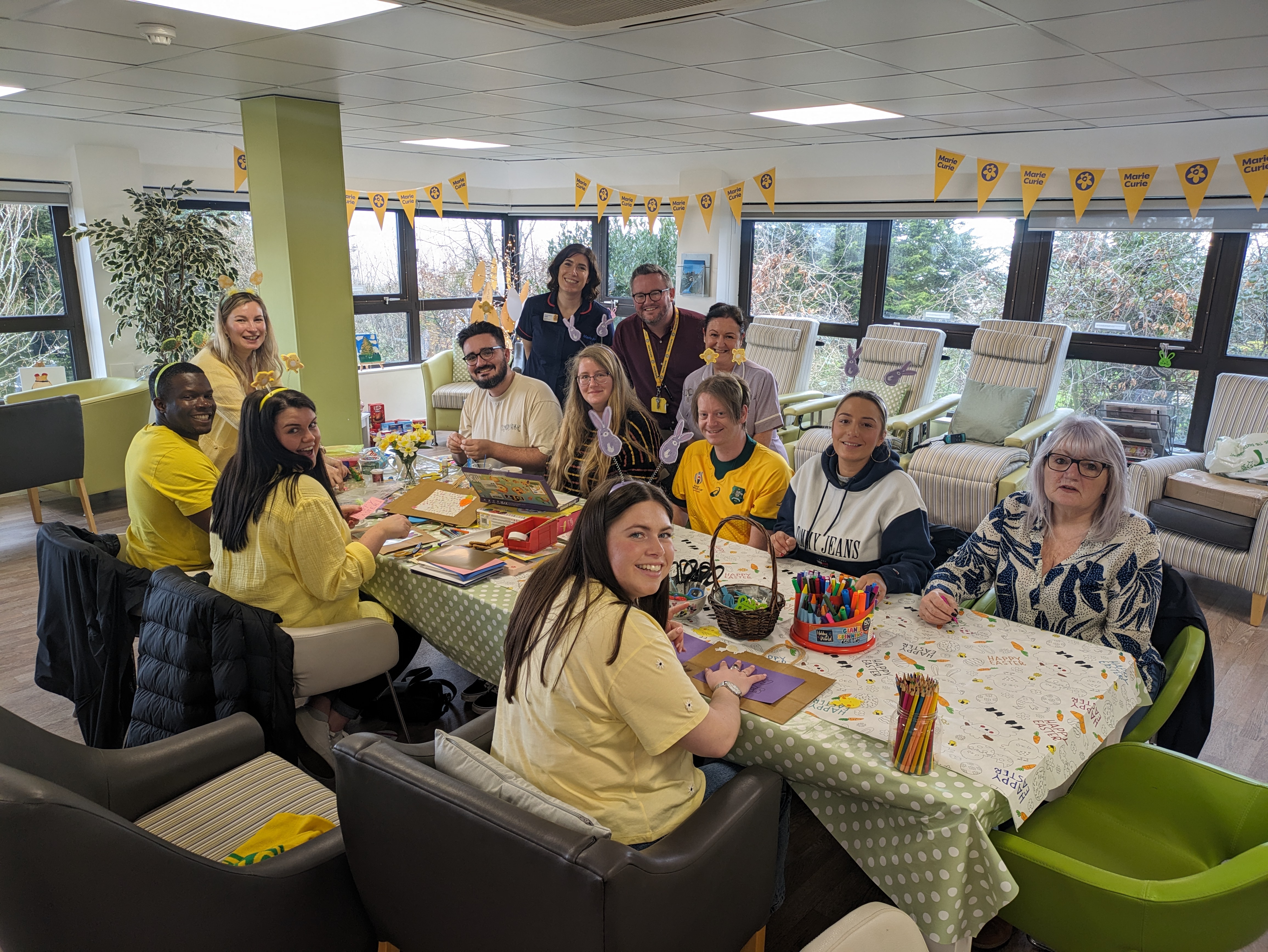 Admiral staff making Easter crafts 