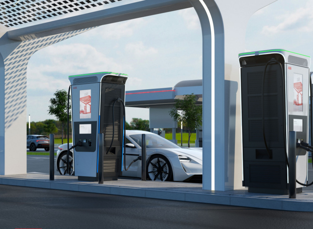 The new electric vehicle chargers at the Stanley Green Retail Park will be the 'Terra 360' design, from ABB Technology Ventures (Image - ABB / via planning document)