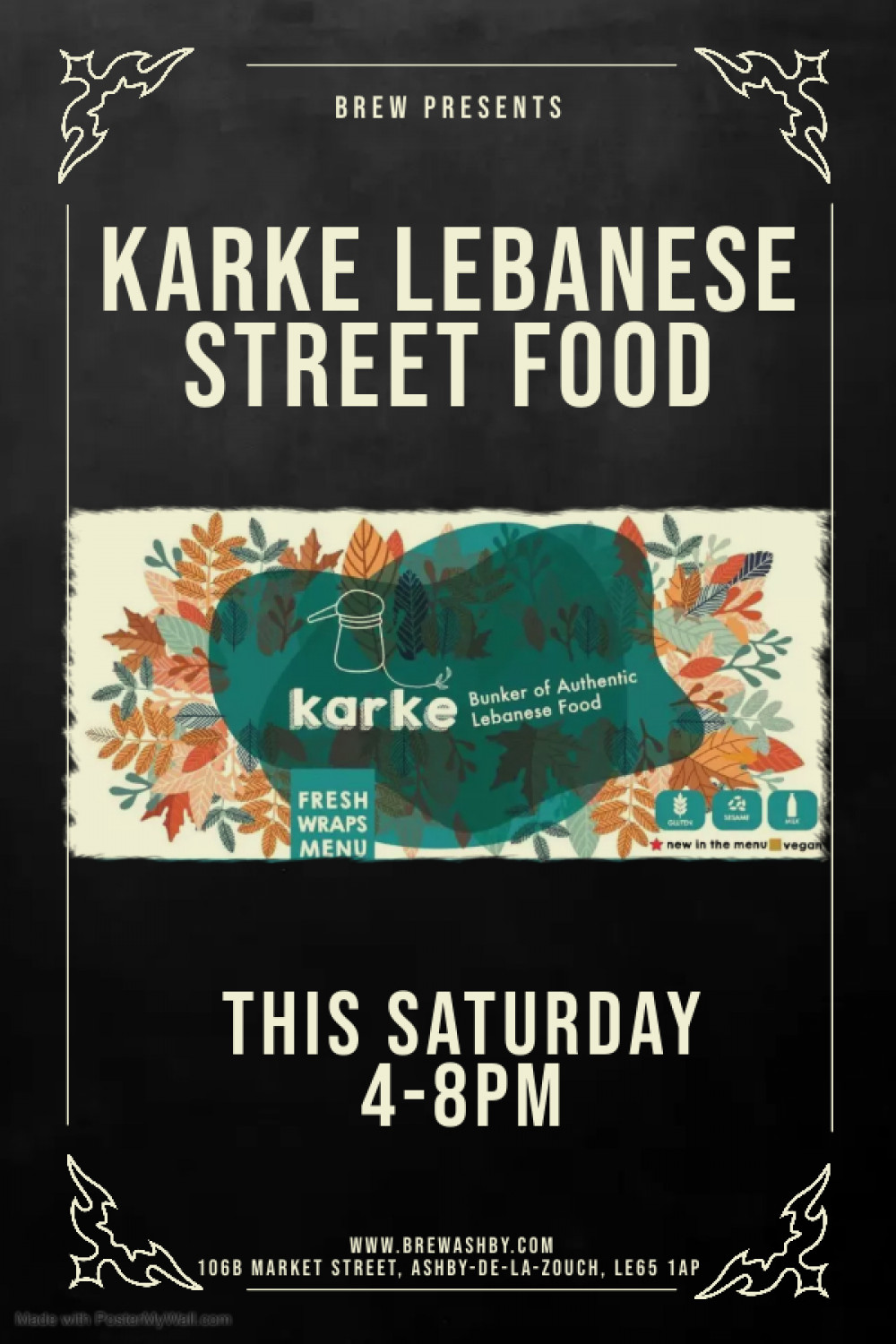 Karke Lebanese Street Food Pop Up at Brew, 106B Market Street, Ashby-de-la-Zouch