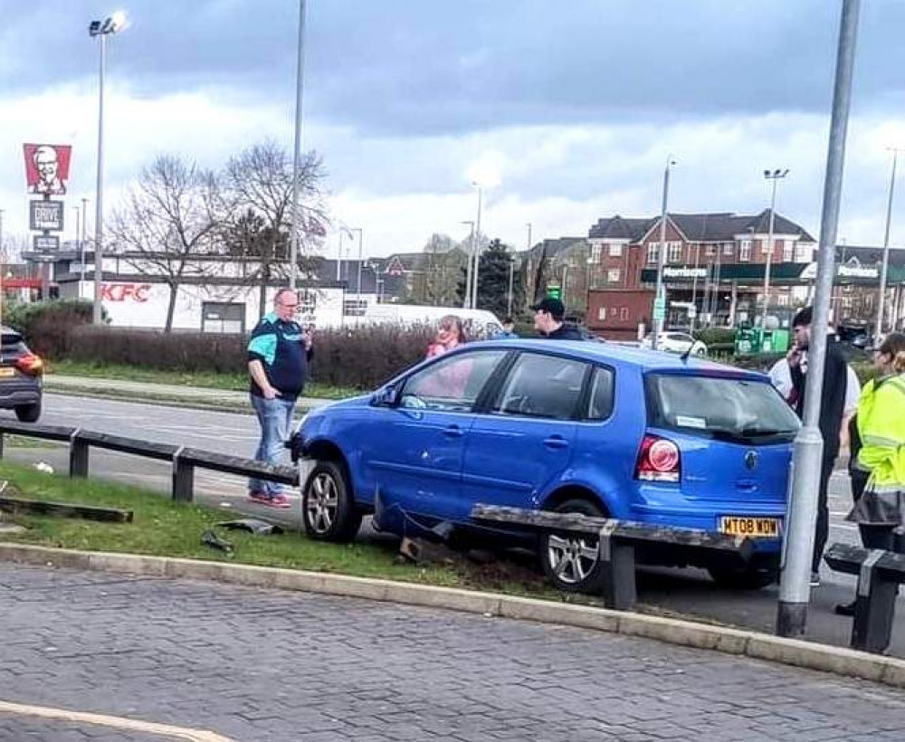On Saturday 6 April, Cheshire Police received reports of a one-vehicle collision on Dunwoody Way, outside McDonald's (Photo: Karl Rhodes).