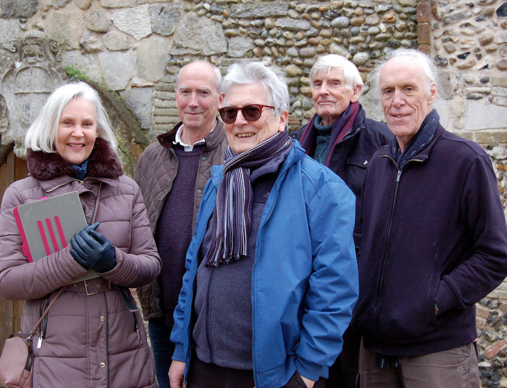 Bacon Lane volunteers: Sally Looker, Mark Lawrence, Richard Fletcher (chairman) Martin Looker, Graham Panton (Picture: Hadleigh Society)