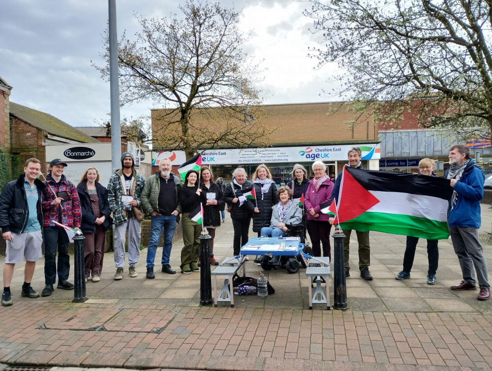 Macc for Pal campaigners on Exchange Square, last weekend. (Image - Macc for Pal)