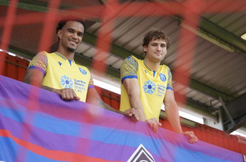 Terence Vancooten shows his support for the Garden House by donning the special third kit boosting the Hospice. CREDIT: SFC/GHHC