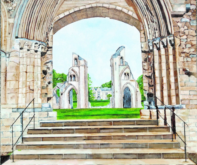 The completed work of Glastonbury Abbey (measuring 40cm x 60cm) by a former prison inmate