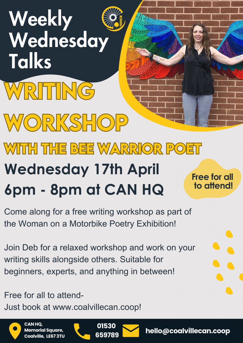 Free Writing Workshop - With The Bee Warrior Poet at Coalville CAN in Marlborough Square, Coalville